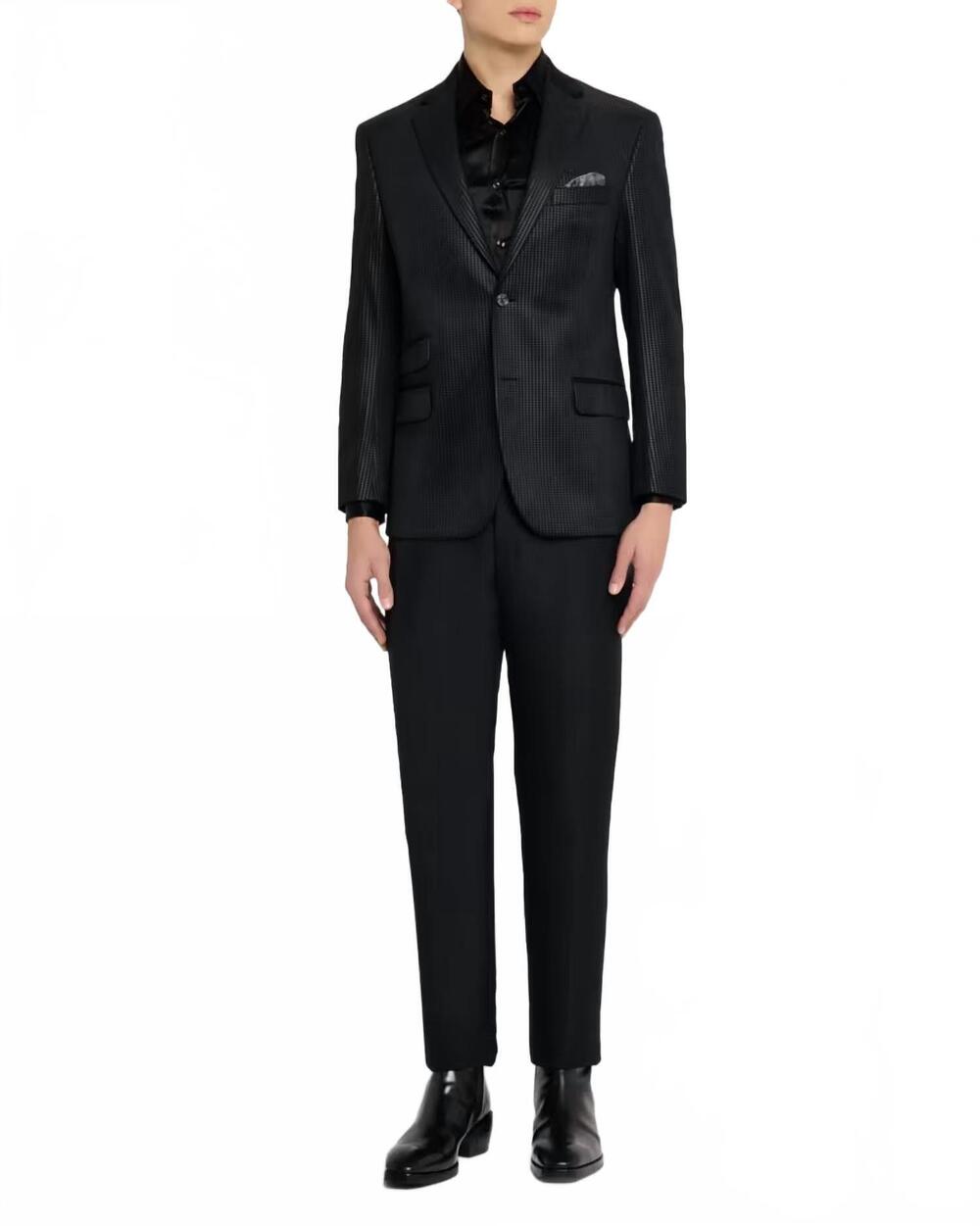 NEW ROBERT GRAHAM colden velvet houndstooth blazer in black